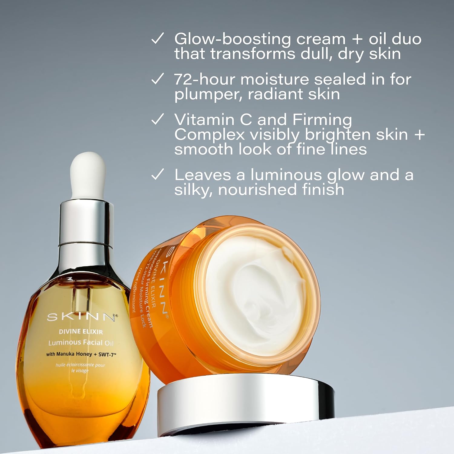 SKINN Luminous Anti-Aging Bundle - Face Oil + Firming Cream - Image 2